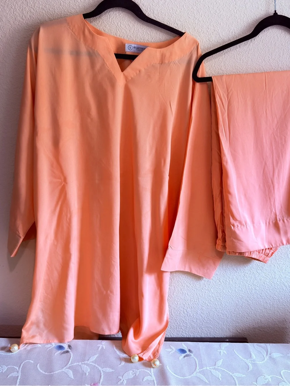 Peach V-Neck Co-Ord   Set